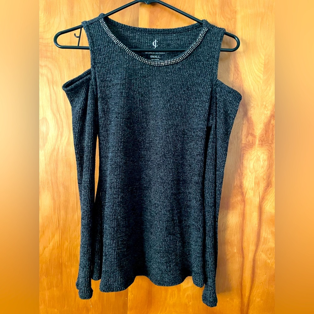 Women’s Juicy Couture Beaded neck Cutout shoulder Top Grey Small